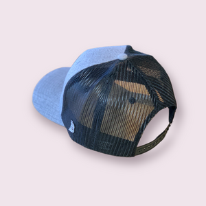 Curved Trucker Hat - Sublimated Patch - Heather Grey/Black