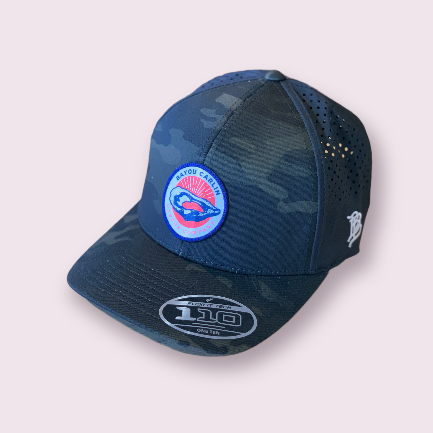 Curved Performance Trucker Hat Black Logo Patch Sublimated – MultiCa - Carlin Oyster - Bayou